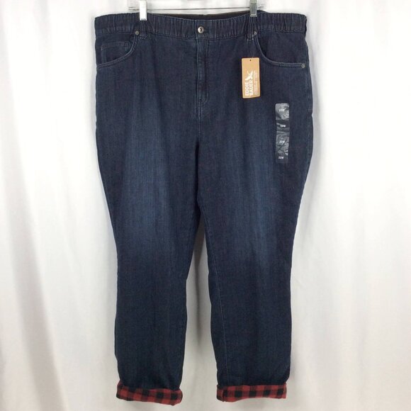 NWT Eddie Bauer Boyfriend Midrise Slim Flannel Lined Jeans Womens Plus Size 22W - Picture 1 of 11